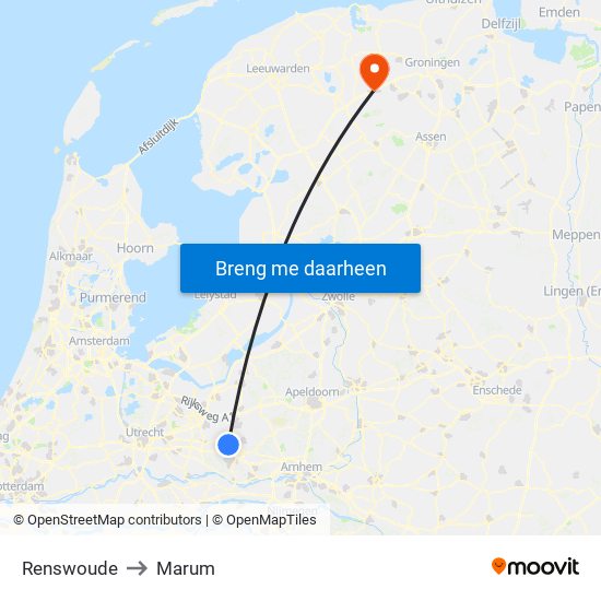 Renswoude to Marum map