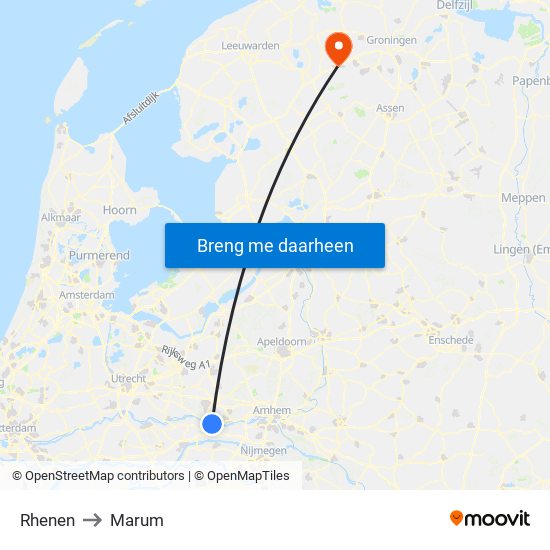 Rhenen to Marum map