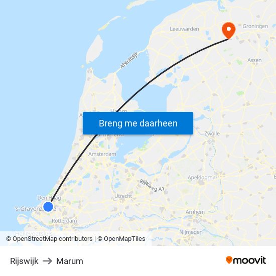 Rijswijk to Marum map