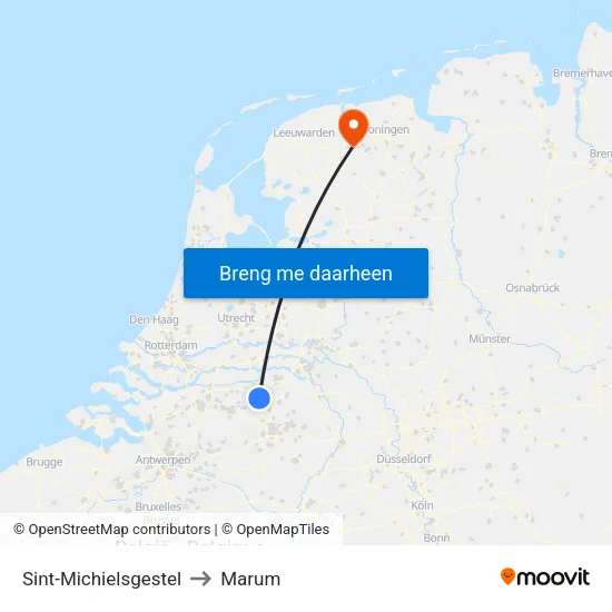Sint-Michielsgestel to Marum map