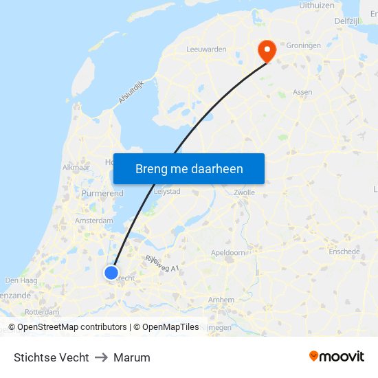 Stichtse Vecht to Marum map