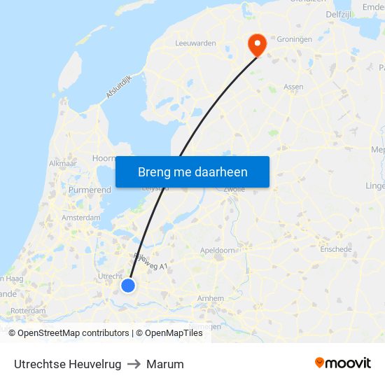Utrechtse Heuvelrug to Marum map