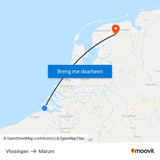 Vlissingen to Marum map