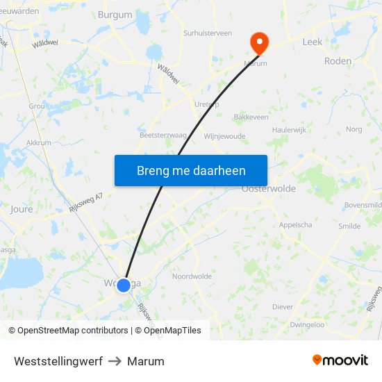 Weststellingwerf to Marum map