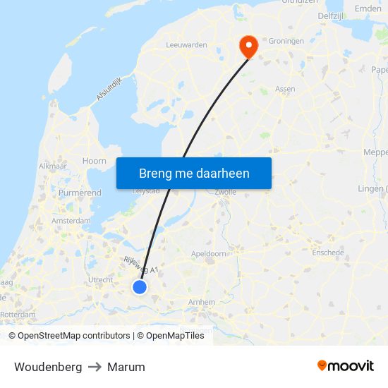 Woudenberg to Marum map