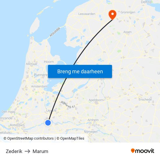 Zederik to Marum map