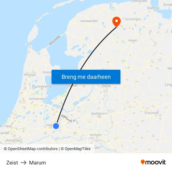 Zeist to Marum map