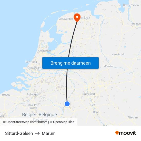 Sittard-Geleen to Marum map