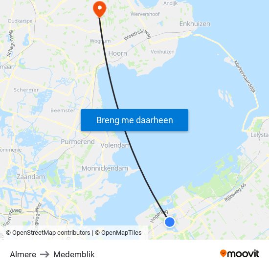 Almere to Medemblik map