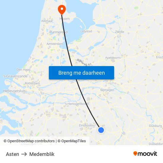 Asten to Medemblik map