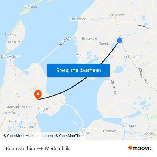 Boarnsterhim to Medemblik map