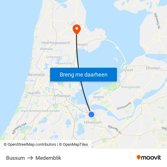 Bussum to Medemblik map
