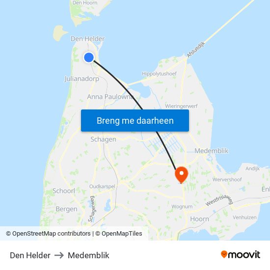 Den Helder to Medemblik map