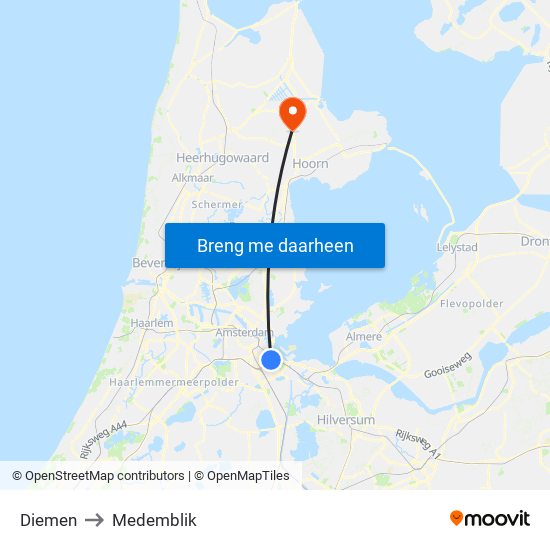 Diemen to Medemblik map