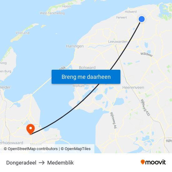 Dongeradeel to Medemblik map