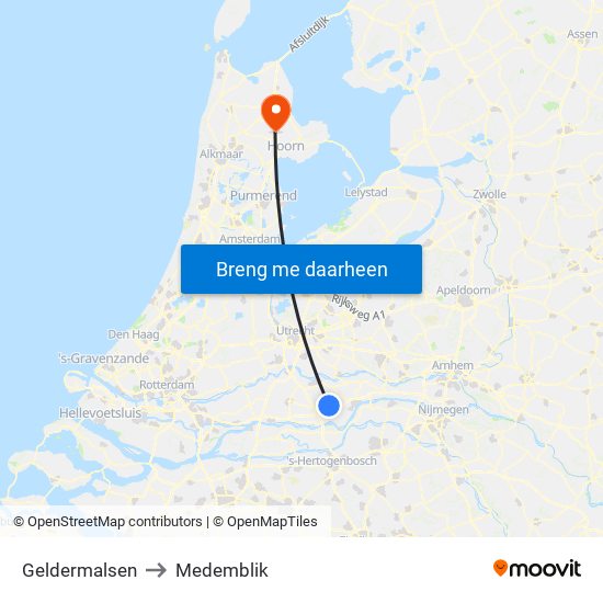 Geldermalsen to Medemblik map