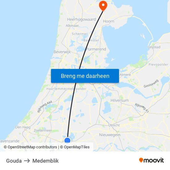 Gouda to Medemblik map