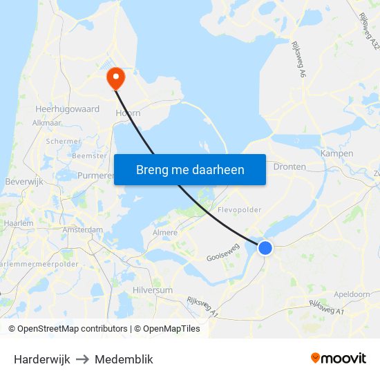 Harderwijk to Medemblik map