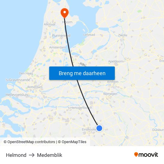 Helmond to Medemblik map