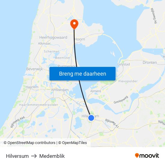 Hilversum to Medemblik map