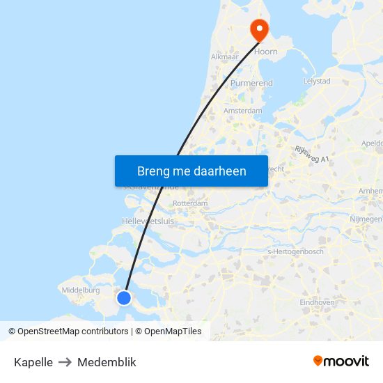 Kapelle to Medemblik map