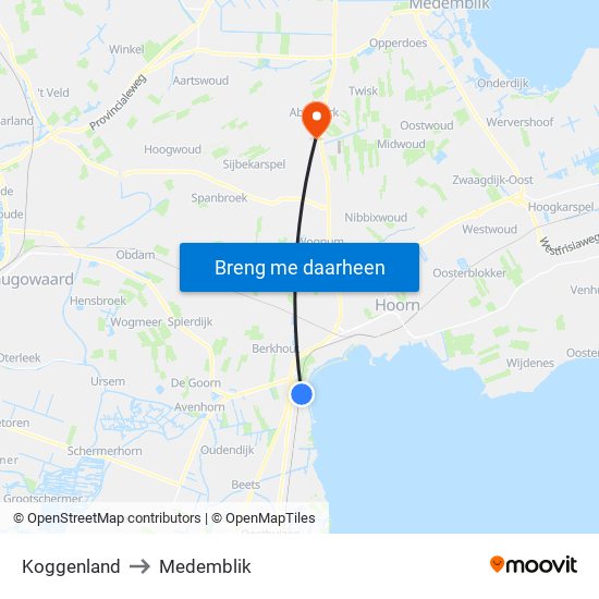 Koggenland to Medemblik map