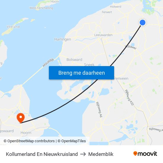 Kollumerland En Nieuwkruisland to Medemblik map