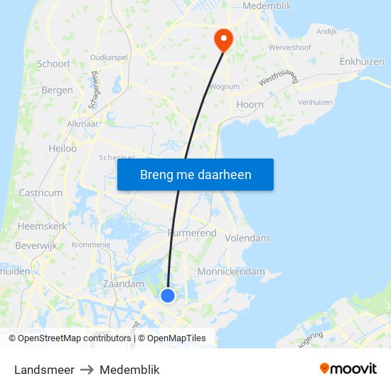 Landsmeer to Medemblik map