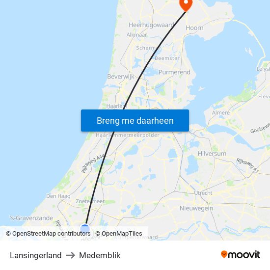 Lansingerland to Medemblik map