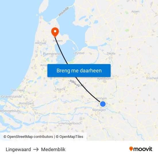 Lingewaard to Medemblik map