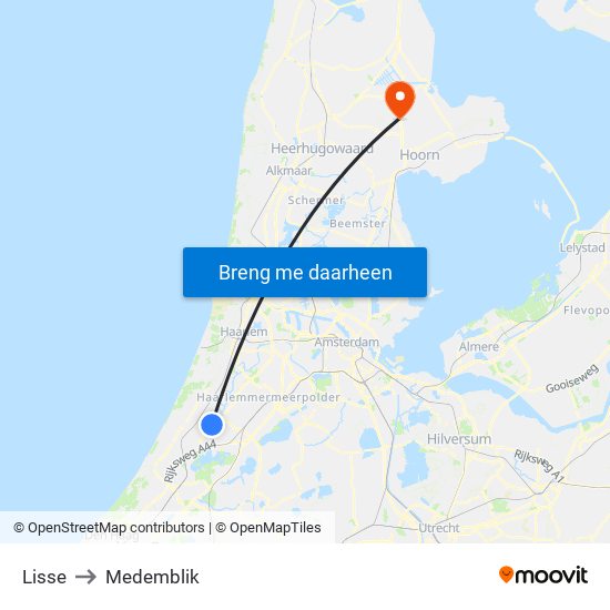 Lisse to Medemblik map