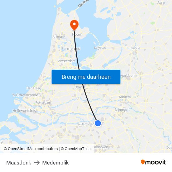 Maasdonk to Medemblik map