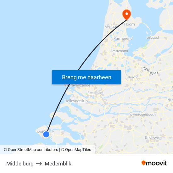 Middelburg to Medemblik map