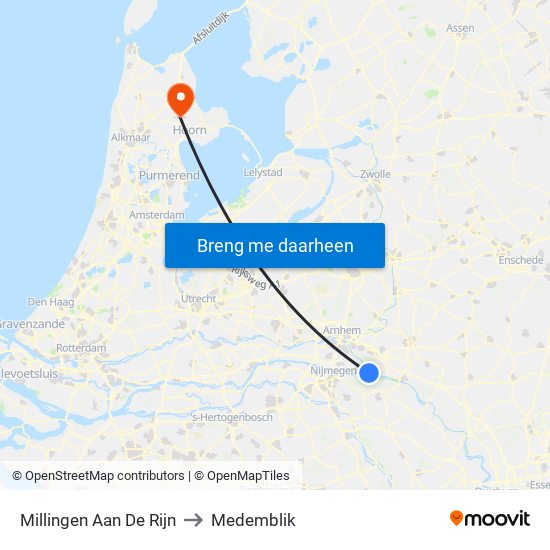 Millingen Aan De Rijn to Medemblik map