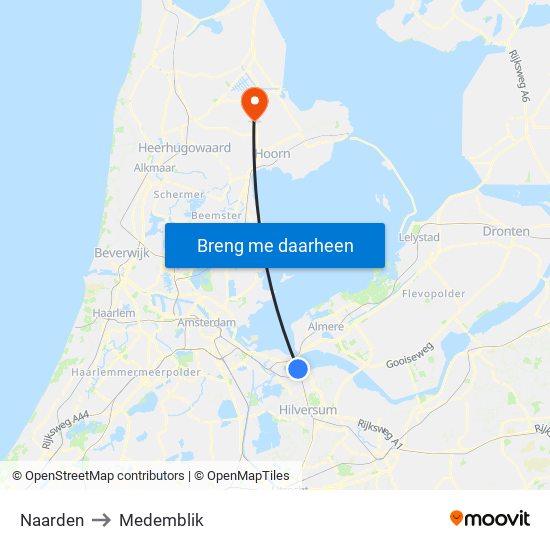 Naarden to Medemblik map