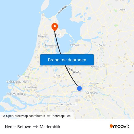 Neder-Betuwe to Medemblik map