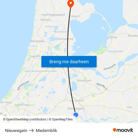 Nieuwegein to Medemblik map