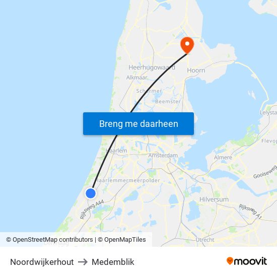 Noordwijkerhout to Medemblik map