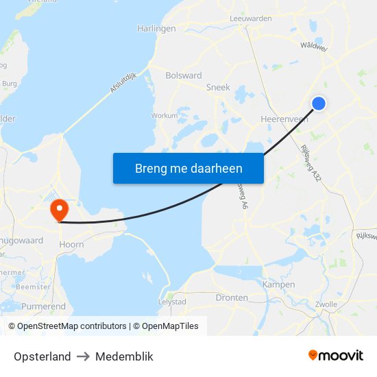 Opsterland to Medemblik map