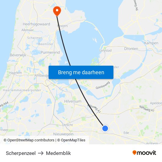 Scherpenzeel to Medemblik map