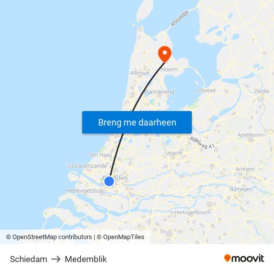 Schiedam to Medemblik map