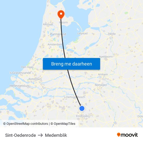 Sint-Oedenrode to Medemblik map