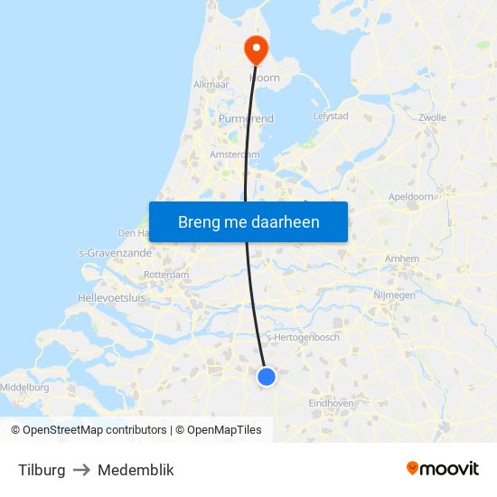 Tilburg to Medemblik map