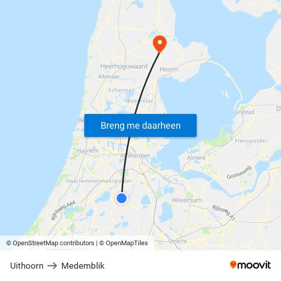 Uithoorn to Medemblik map