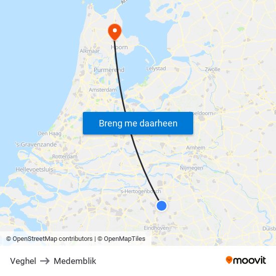 Veghel to Medemblik map