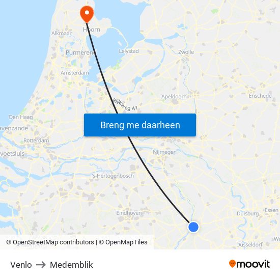 Venlo to Medemblik map