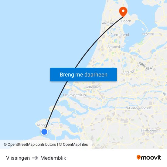 Vlissingen to Medemblik map