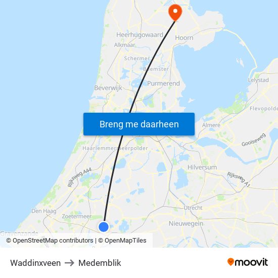 Waddinxveen to Medemblik map