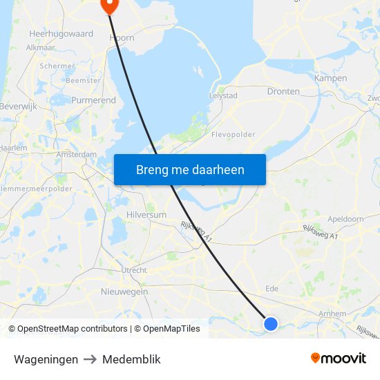 Wageningen to Medemblik map