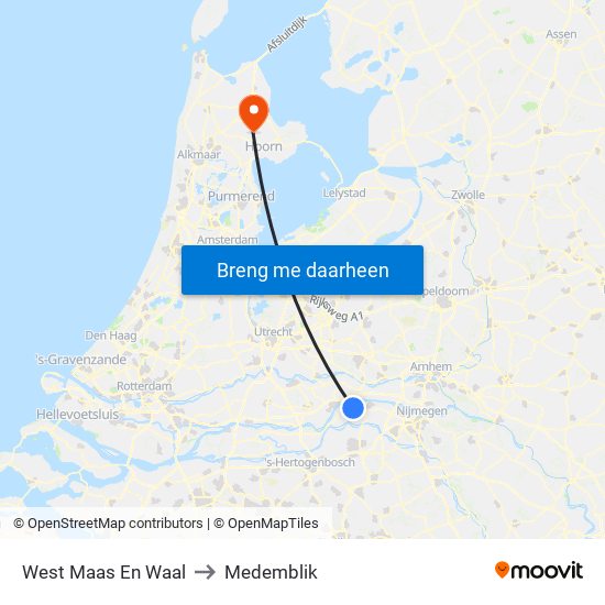 West Maas En Waal to Medemblik map